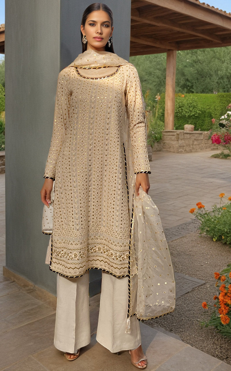 Threads and Motifs | Formal Dresses 25 | Embroidered Shirt With Trouser And Dupatta - Pakistani Designer Dress - by Threads and Motifs - Type : Ladies Clothes - 100% Original at Saira Sultan