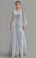 Threads and Motifs | Formal Dresses 25 | Net Embroidered Cape With Maxi - Pakistani Designer Dress - by Threads and Motifs - Type : Ladies Clothes - 100% Original at Saira Sultan