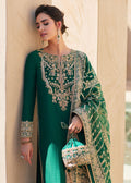Kanwal Malik | Laira Formals | Zyra M Bottle Green Korean Silk