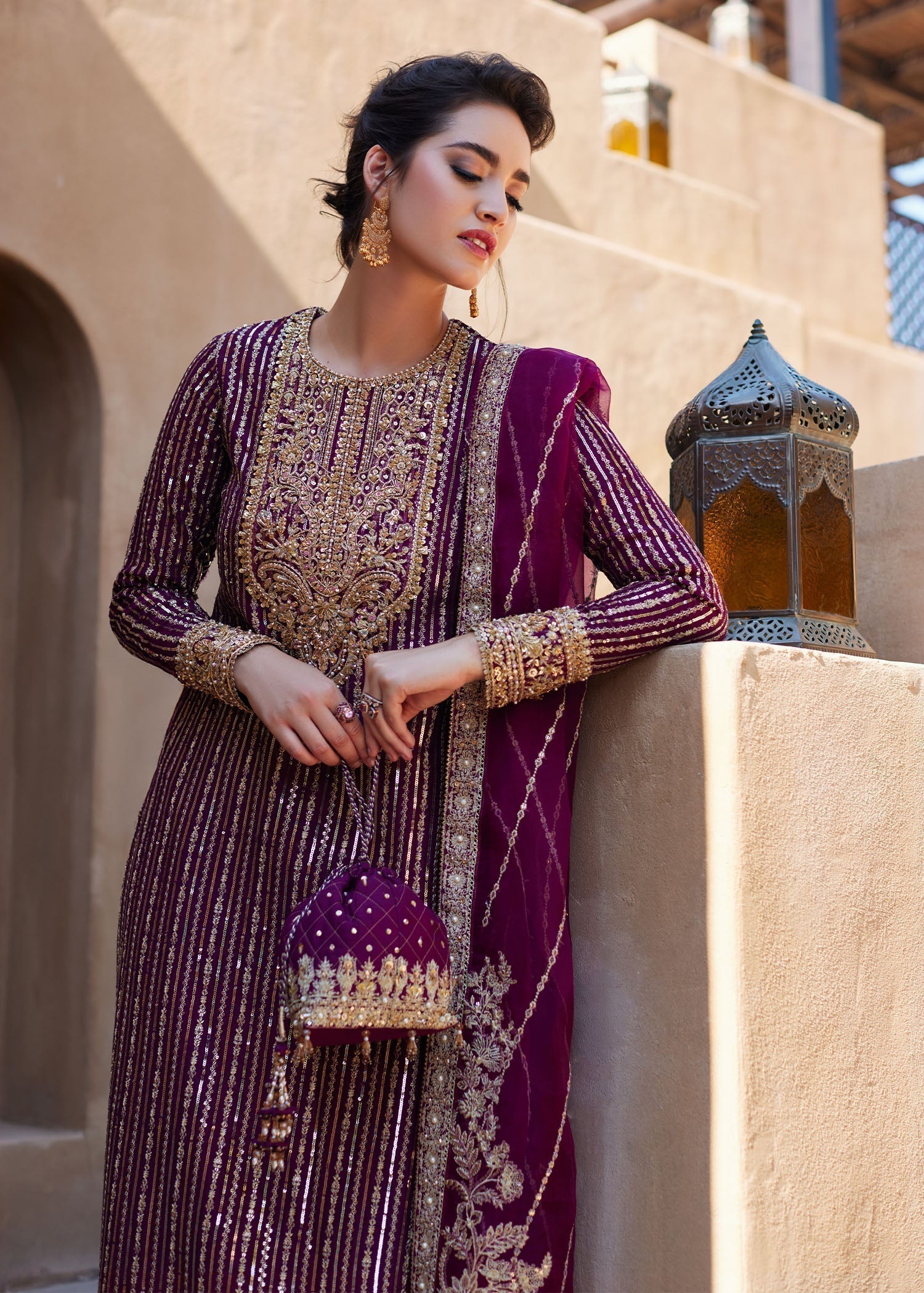 Kanwal Malik | Laira Formals | Amara M Plum Korean Raw Silk