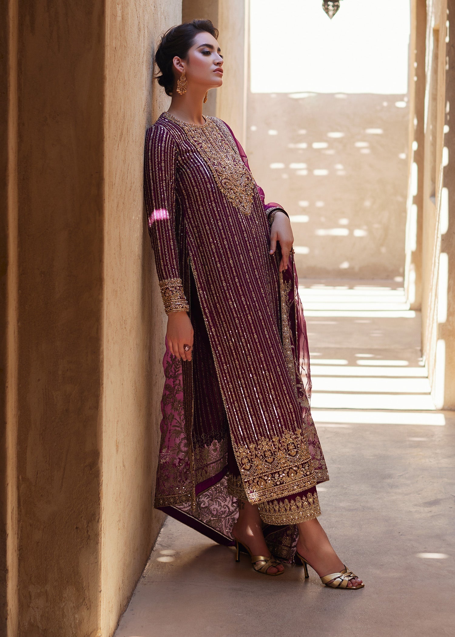 Kanwal Malik | Laira Formals | Amara L Plum Korean Raw Silk