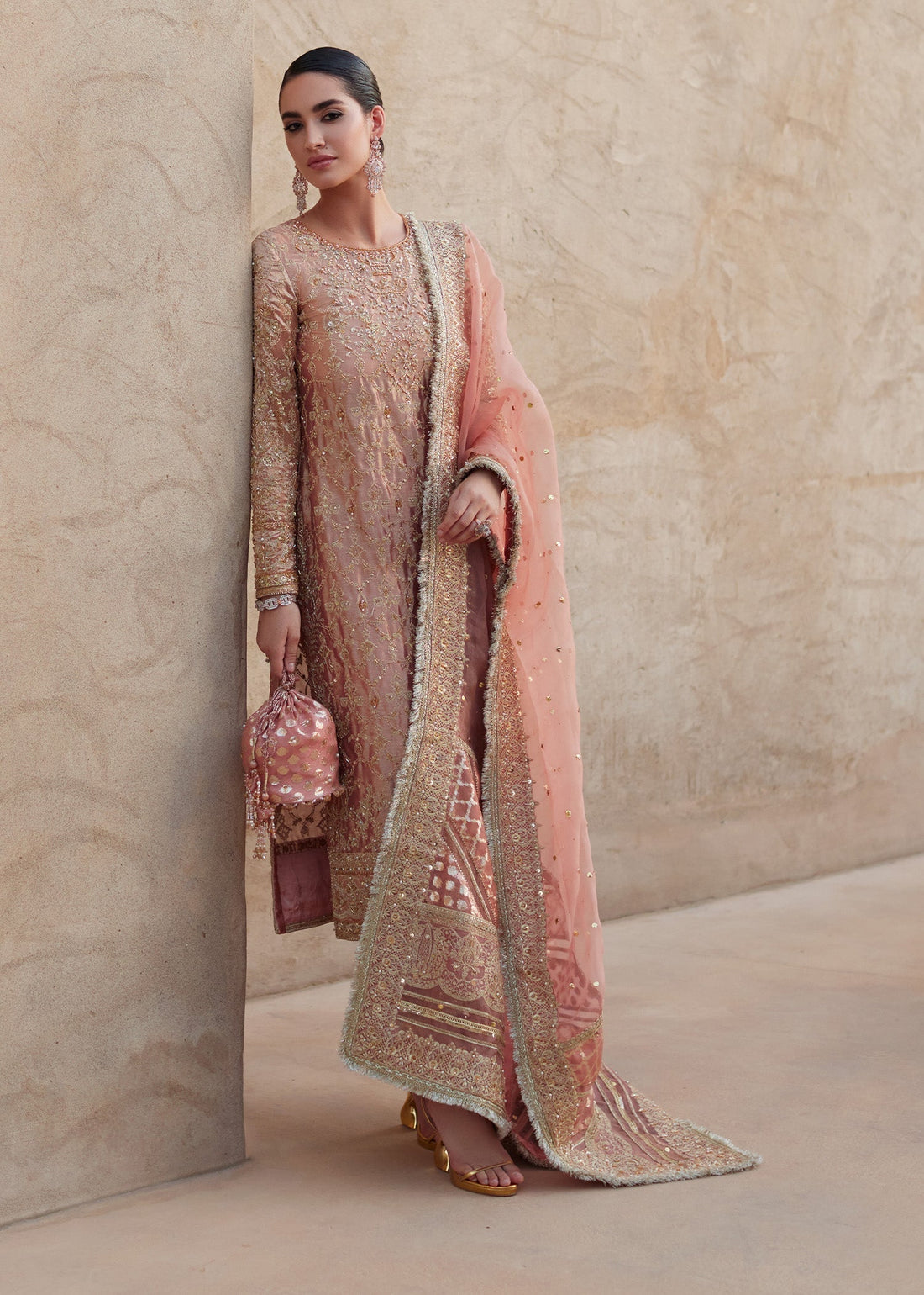 Kanwal Malik | Laira Formals | Nera XS Blush Pink Zari Tissue