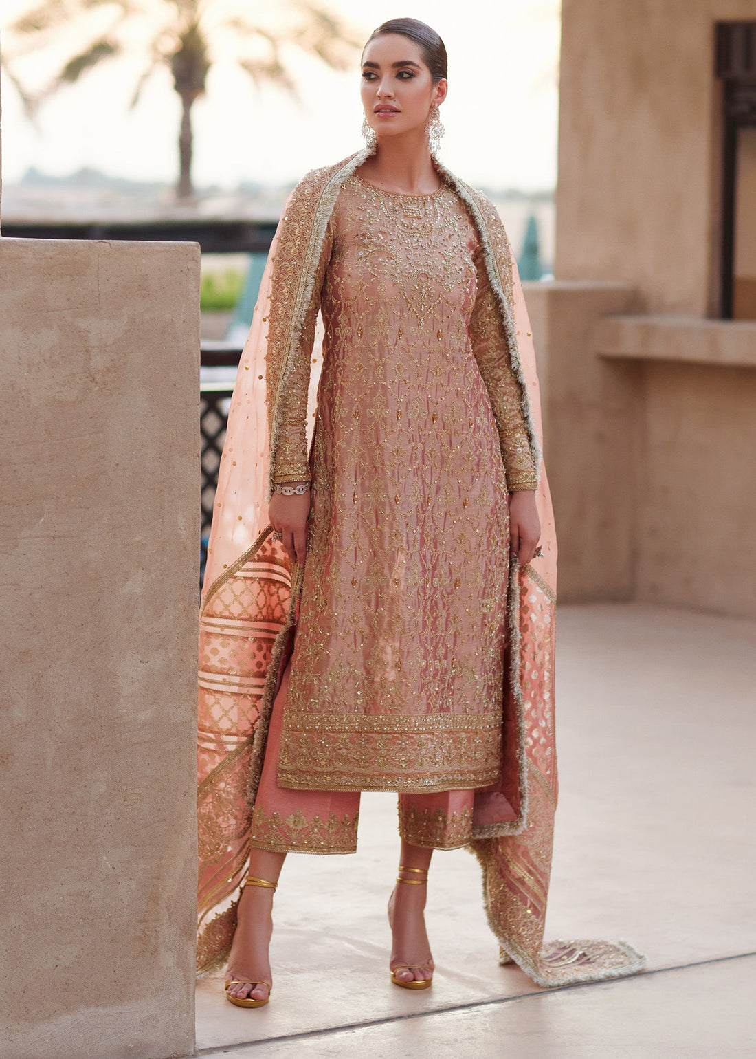 Kanwal Malik | Laira Formals | Nera XS Blush Pink Zari Tissue