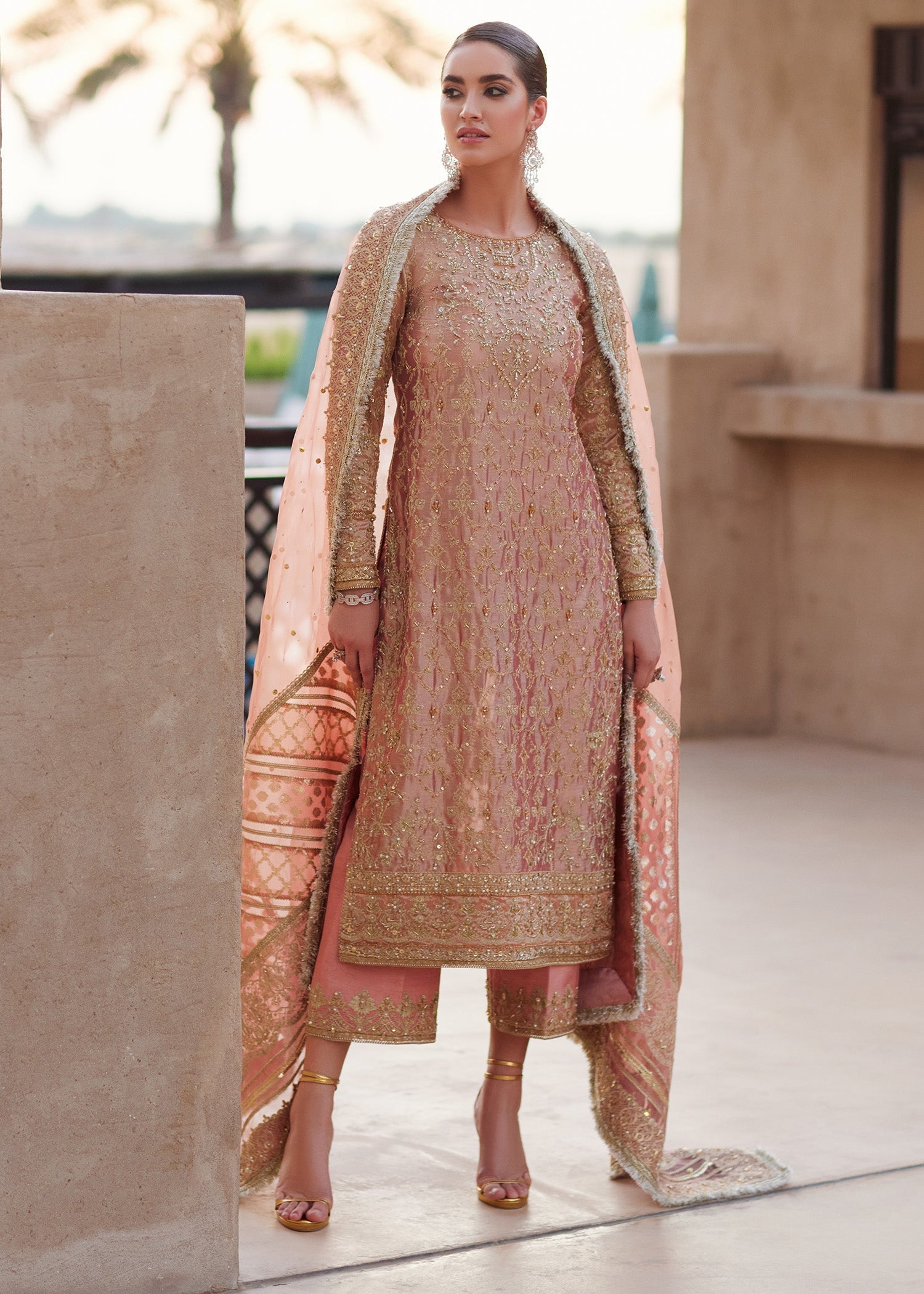 Kanwal Malik | Laira Formals | Nera XS Blush Pink Zari Tissue