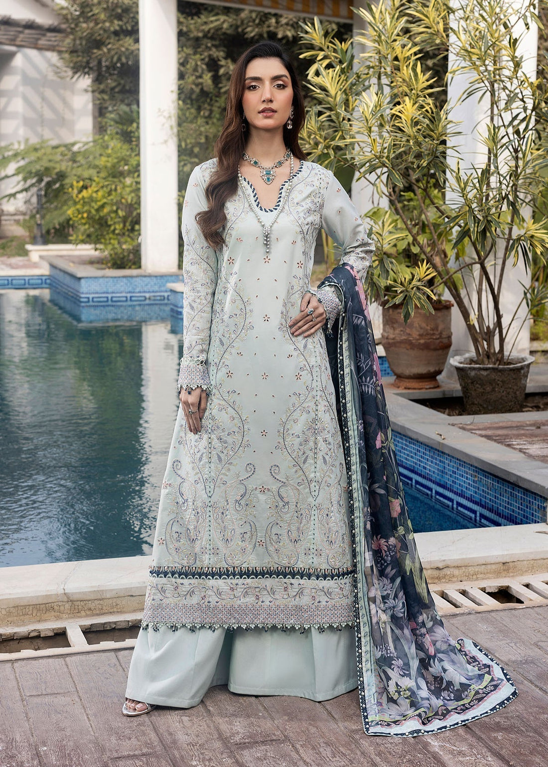 Shurooq | Luxury Lawn 25 | Evie XS Light Blue Lawn