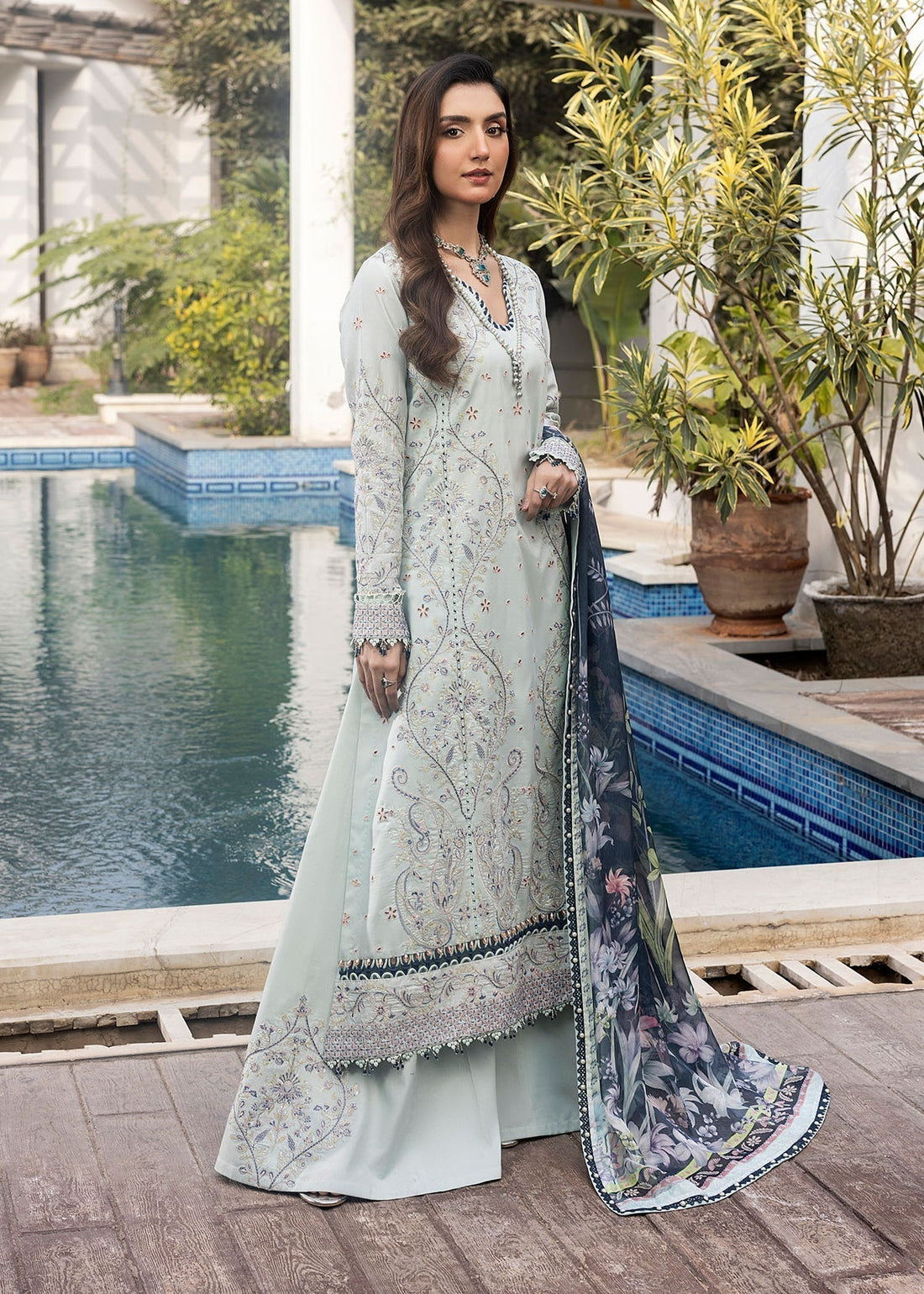 Shurooq | Luxury Lawn 25 | Evie XS Light Blue Lawn
