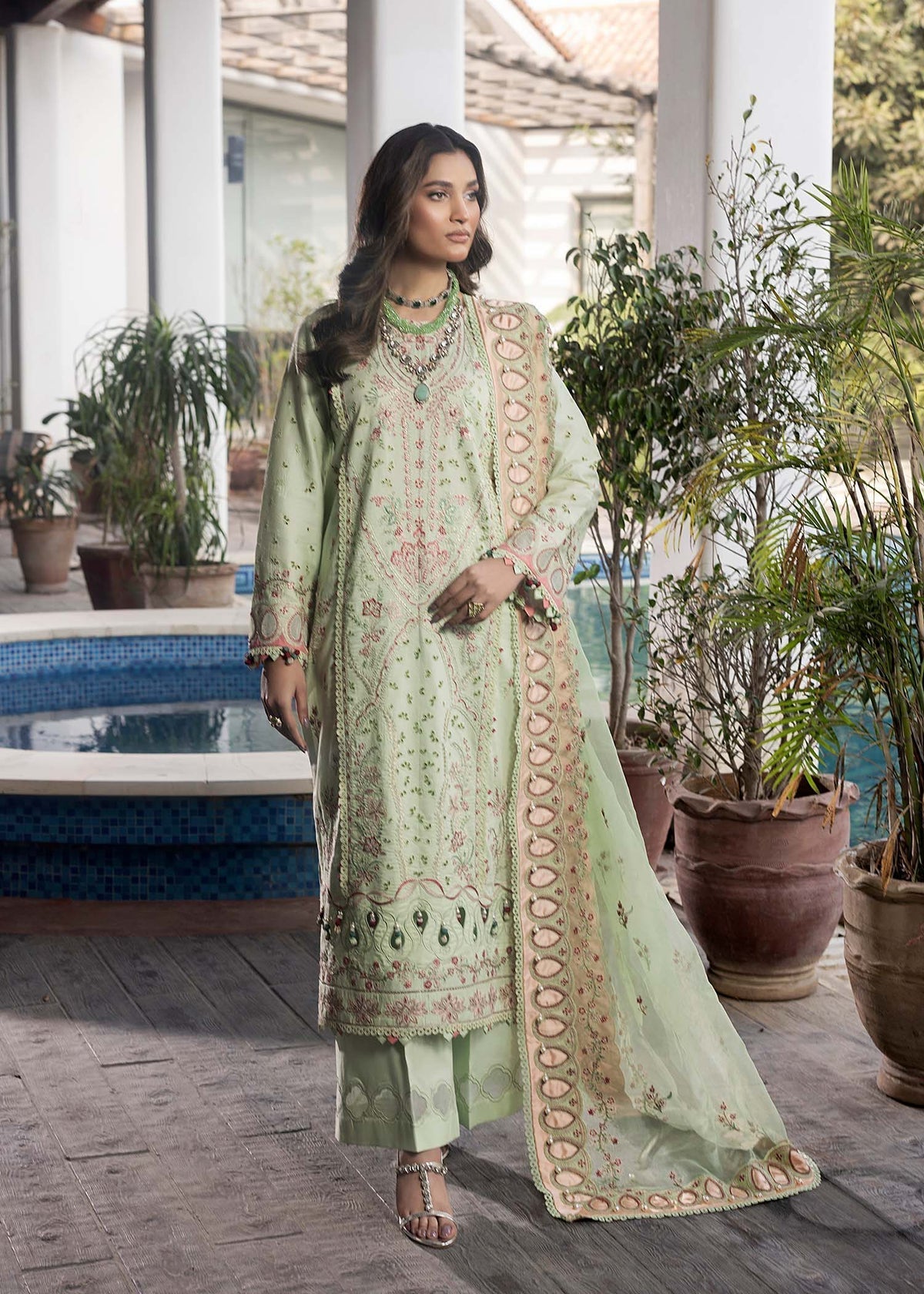 Shurooq | Luxury Lawn 25 | Amazon Custom Size Pastel Mint Lawn