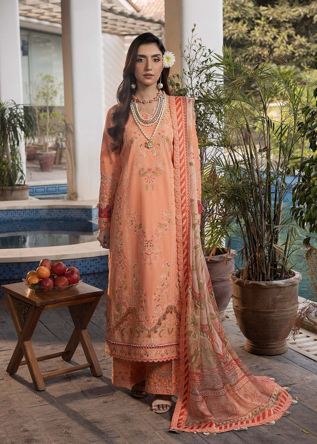 Shurooq | Luxury Lawn 25 | Zyra XS Peach Lawn