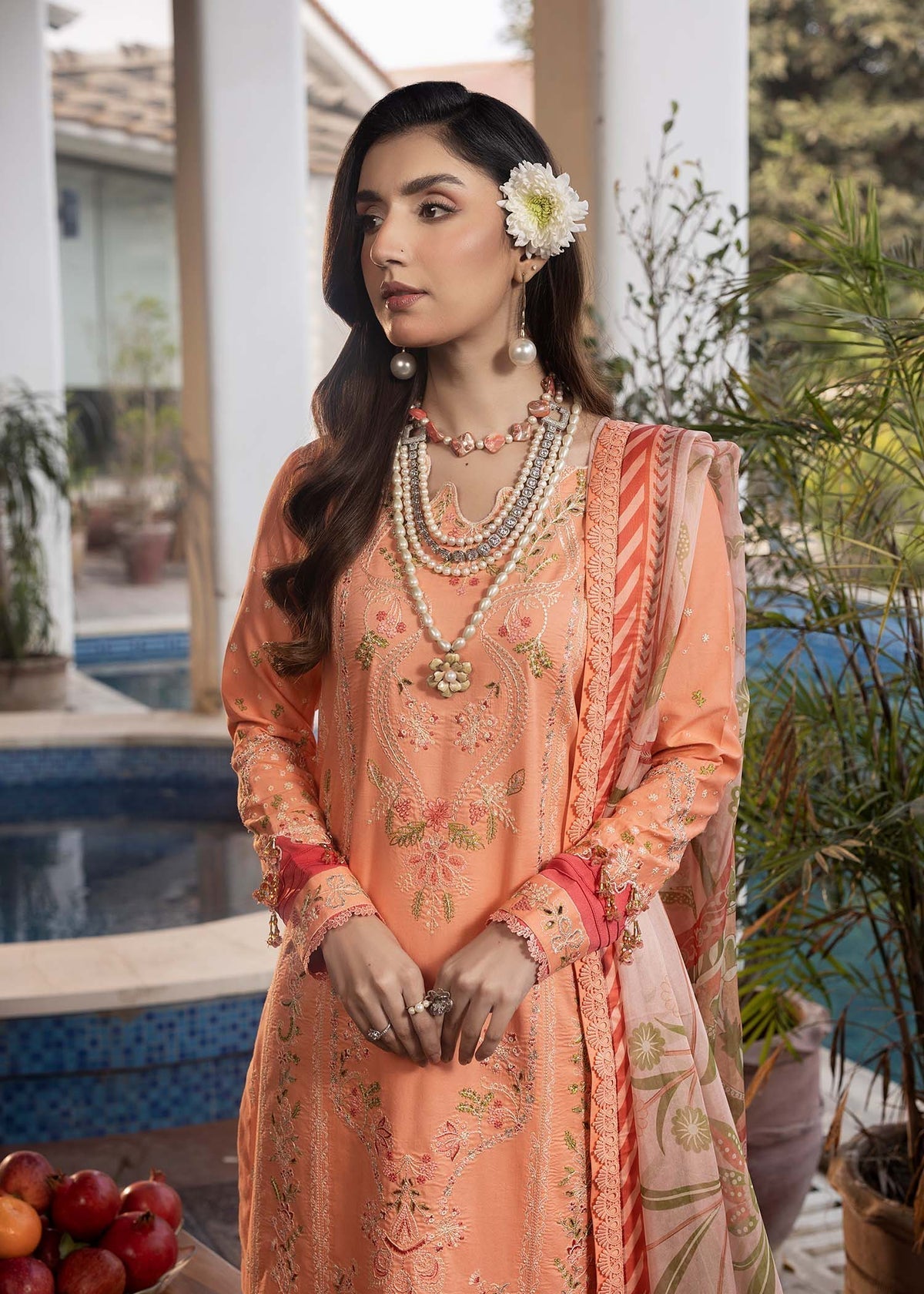 Shurooq | Luxury Lawn 25 | Zyra M Peach Lawn