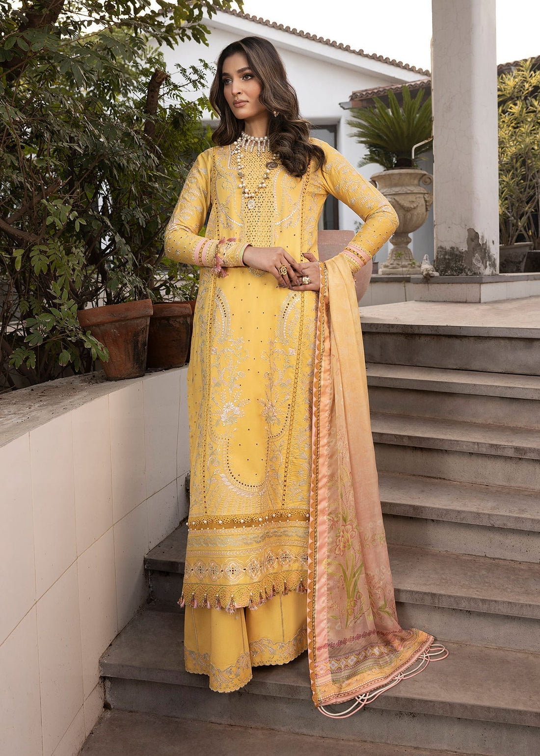 Shurooq | Luxury Lawn 25 | Abigail XS Pale Yellow Lawn