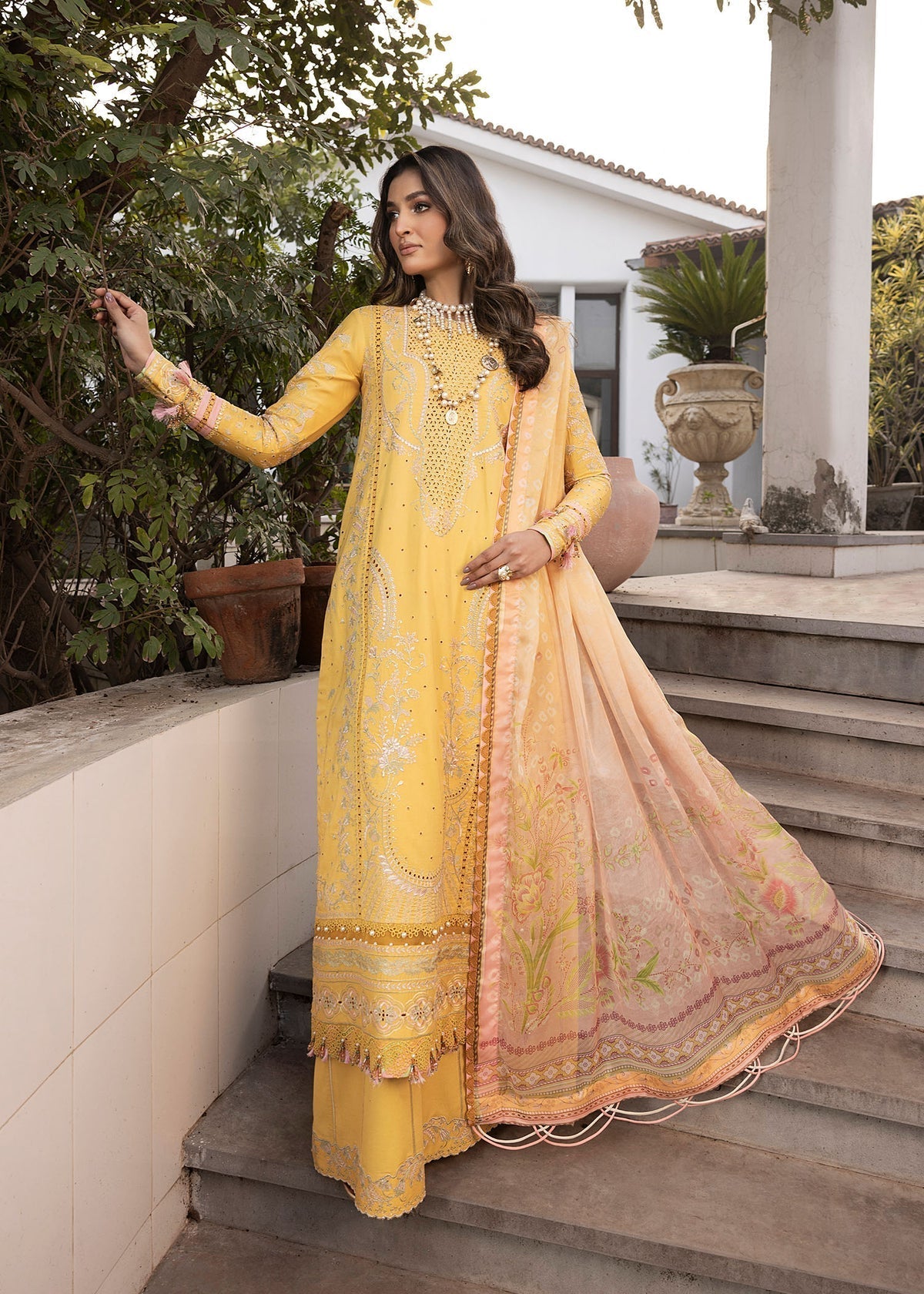 Shurooq | Luxury Lawn 25 | Abigail Custom Size Pale Yellow Lawn