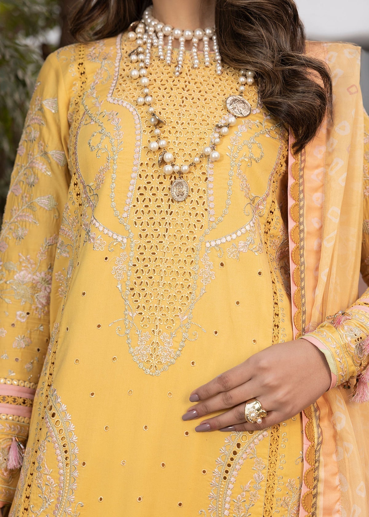 Shurooq | Luxury Lawn 25 | Abigail M Pale Yellow Lawn