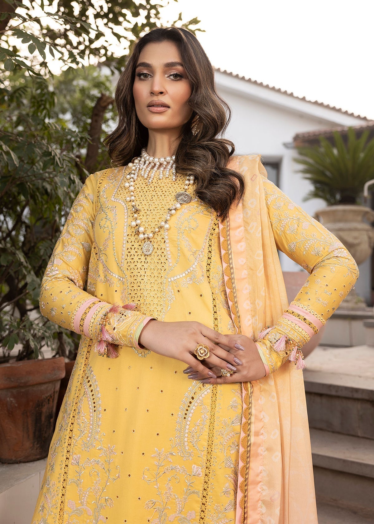 Shurooq | Luxury Lawn 25 | Abigail L Pale Yellow Lawn