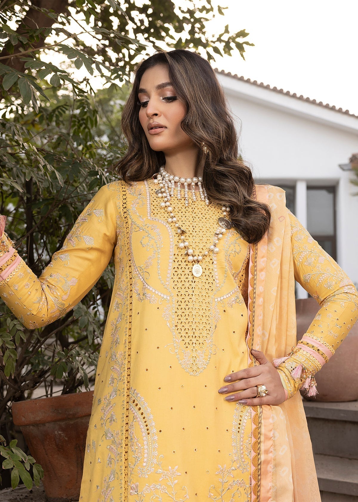 Shurooq | Luxury Lawn 25 | Abigail XL Pale Yellow Lawn