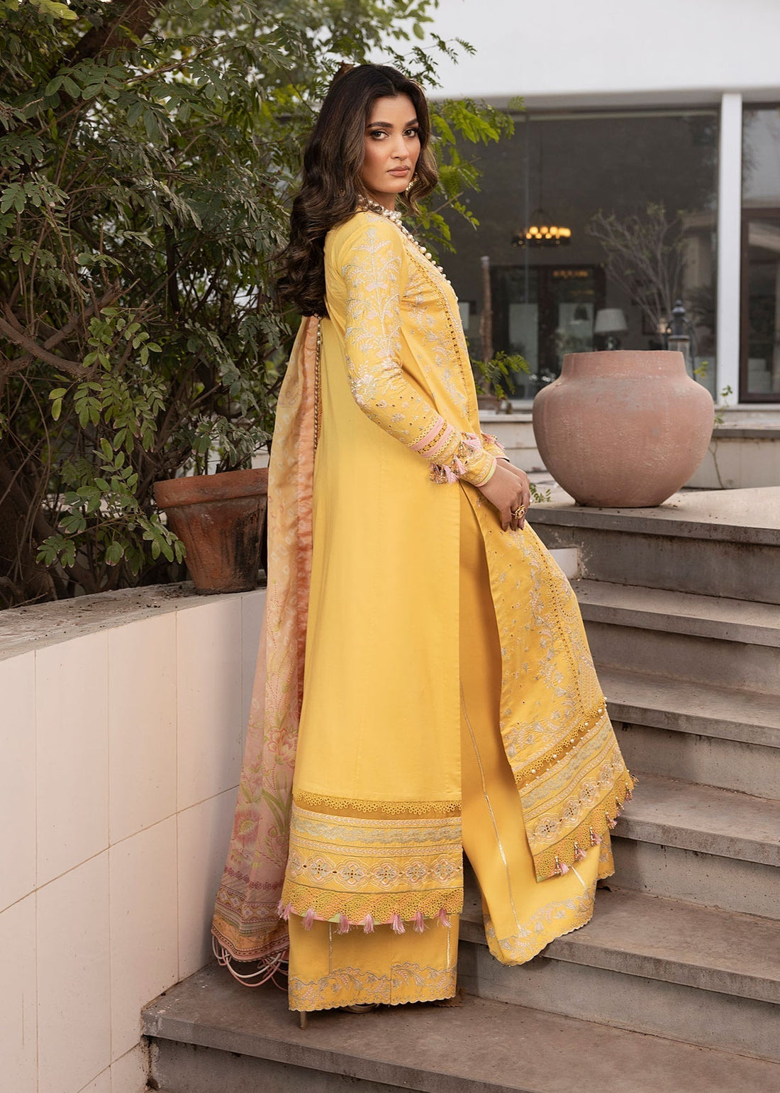 Shurooq | Luxury Lawn 25 | Abigail XS Pale Yellow Lawn