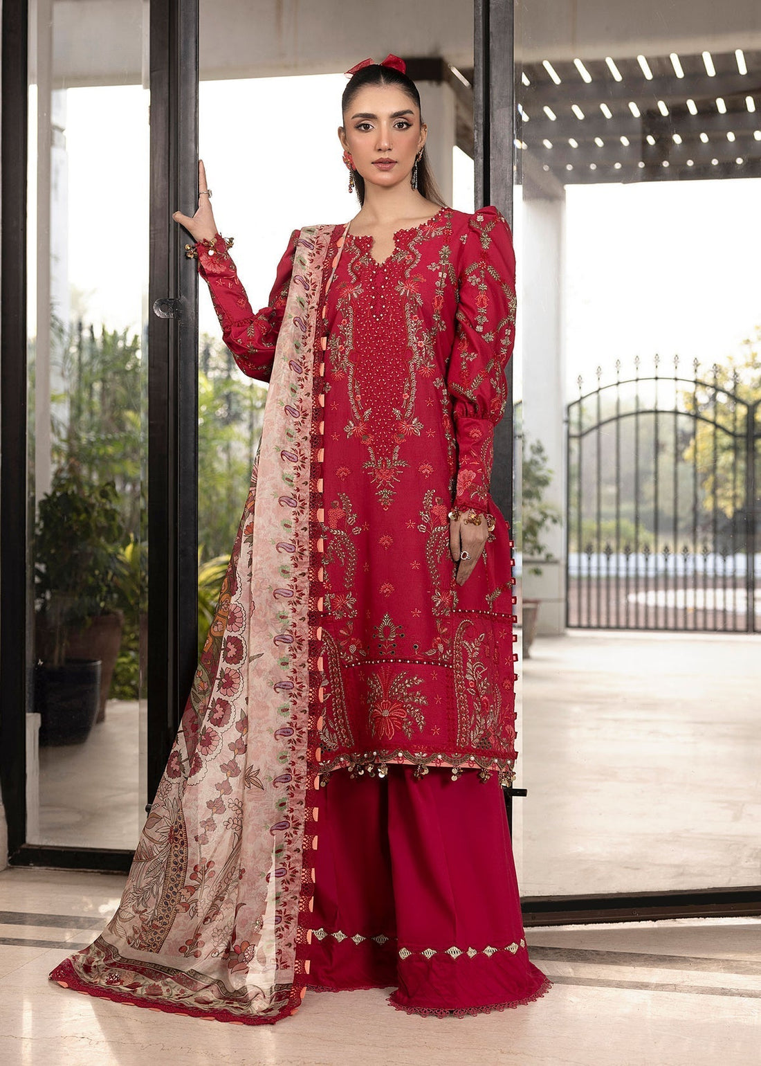 Shurooq | Luxury Lawn 25 | Lina XS Haute Red Lawn