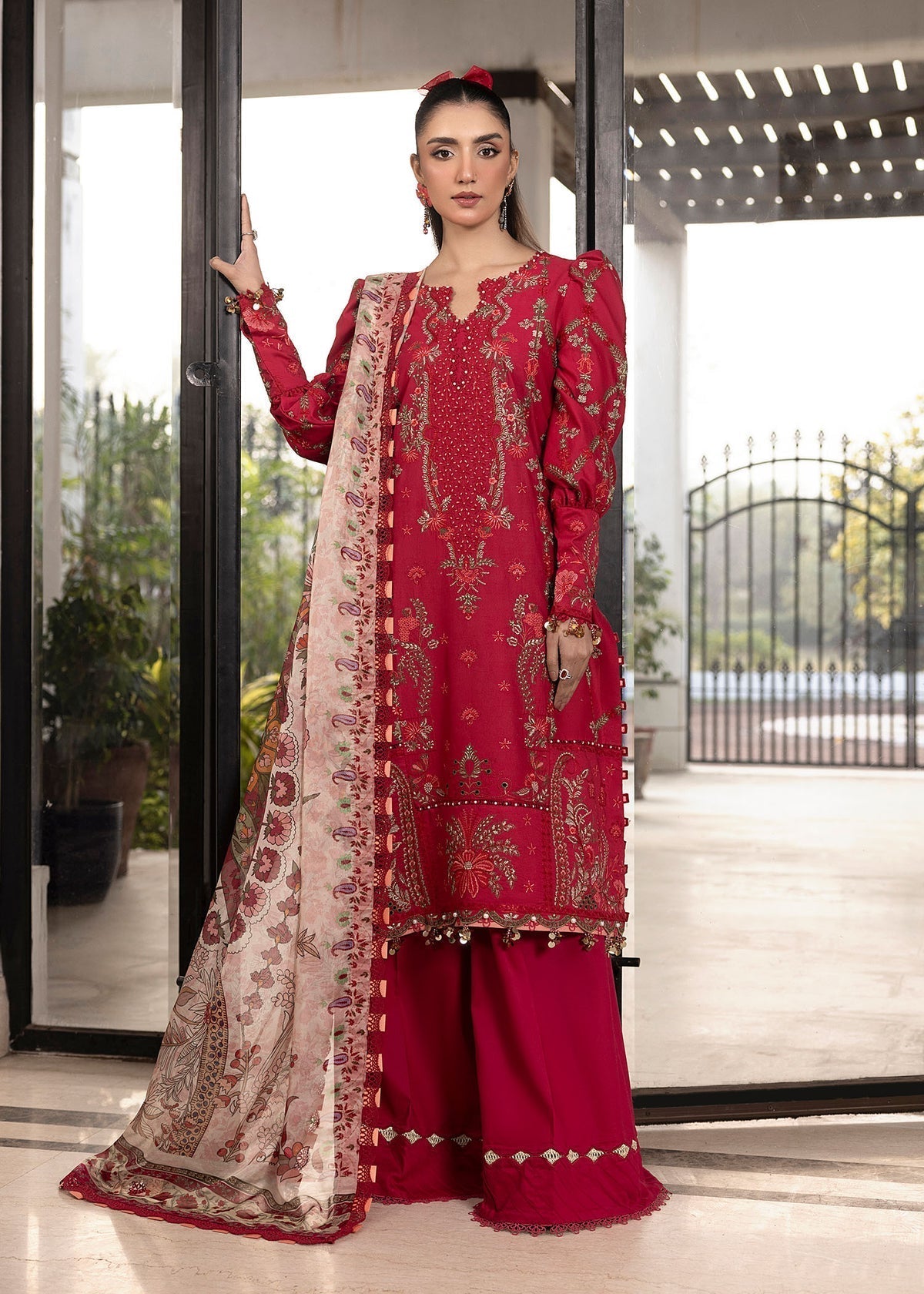 Shurooq | Luxury Lawn 25 | Lina XS Haute Red Lawn
