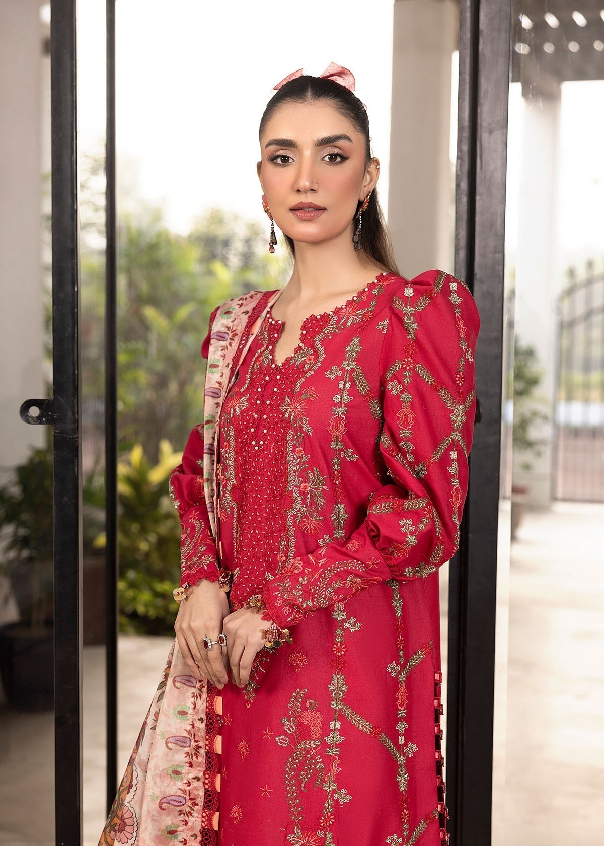 Shurooq | Luxury Lawn 25 | Lina M Haute Red Lawn