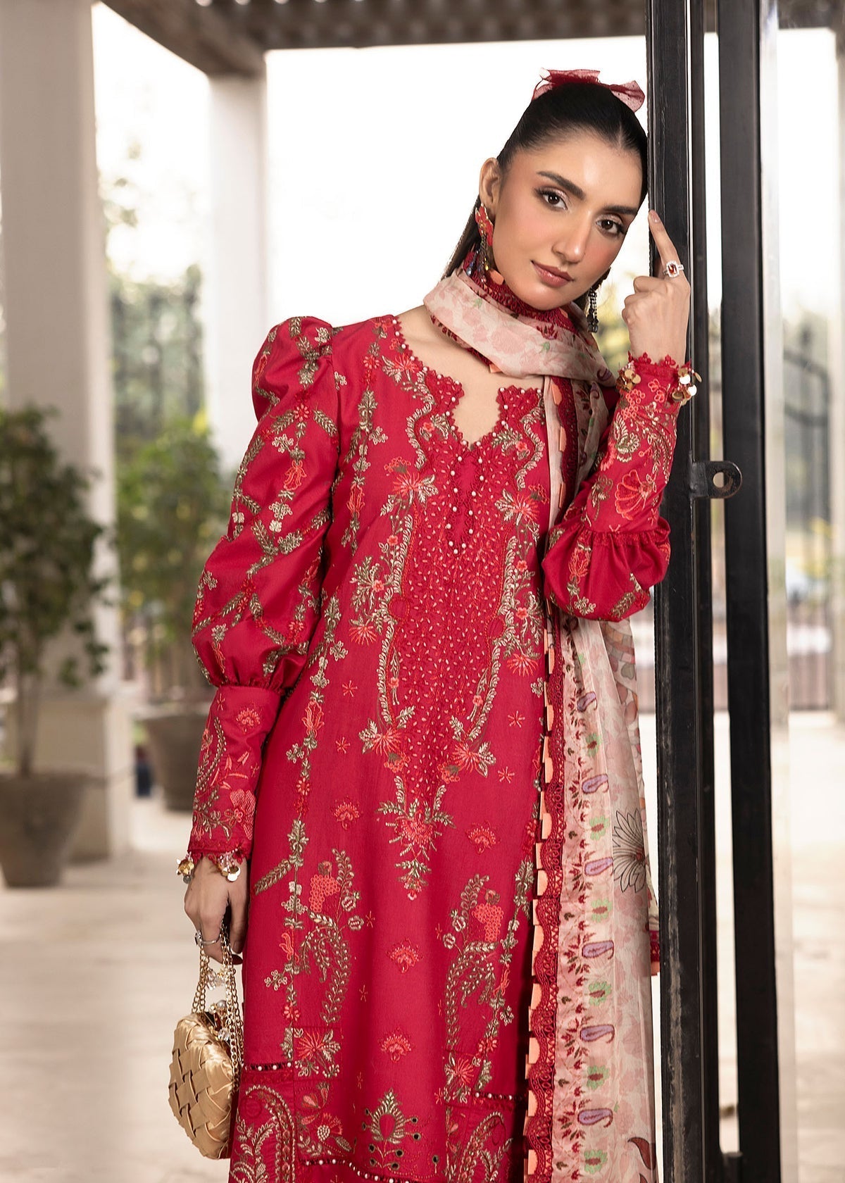 Shurooq | Luxury Lawn 25 | Lina XL Haute Red Lawn