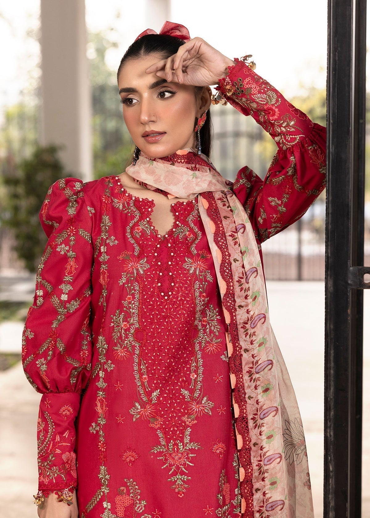Shurooq | Luxury Lawn 25 | Lina L Haute Red Lawn