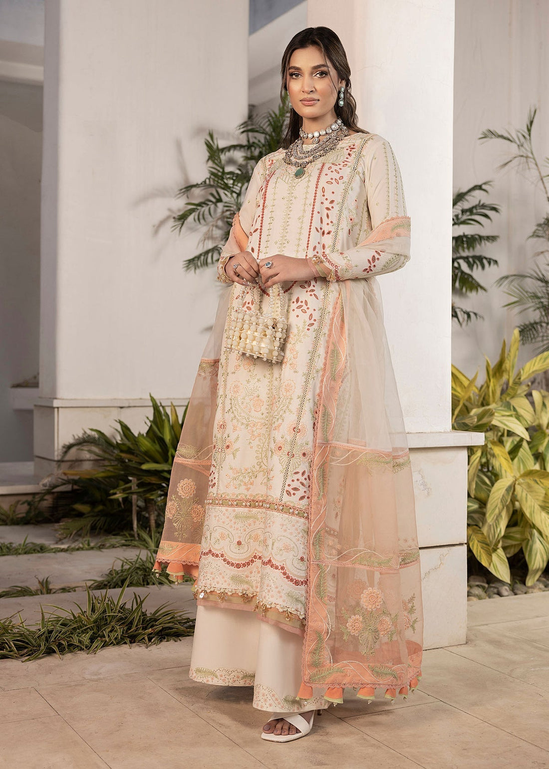 Shurooq | Luxury Lawn 25 | Nora XS Ivory Lawn