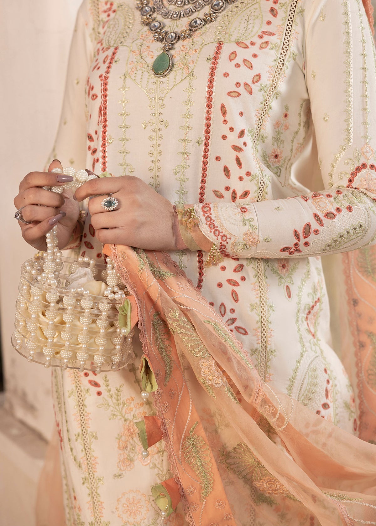 Shurooq | Luxury Lawn 25 | Nora Custom Size Ivory Lawn