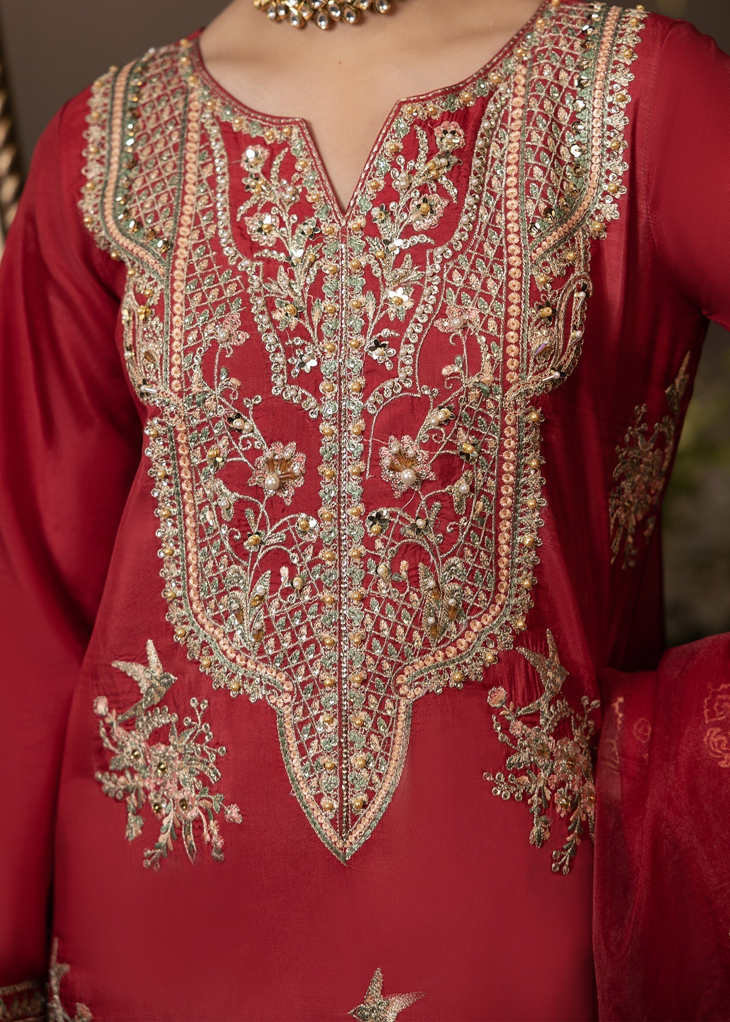 Shurooq | Garden of Dream | Crimson L Red Silk