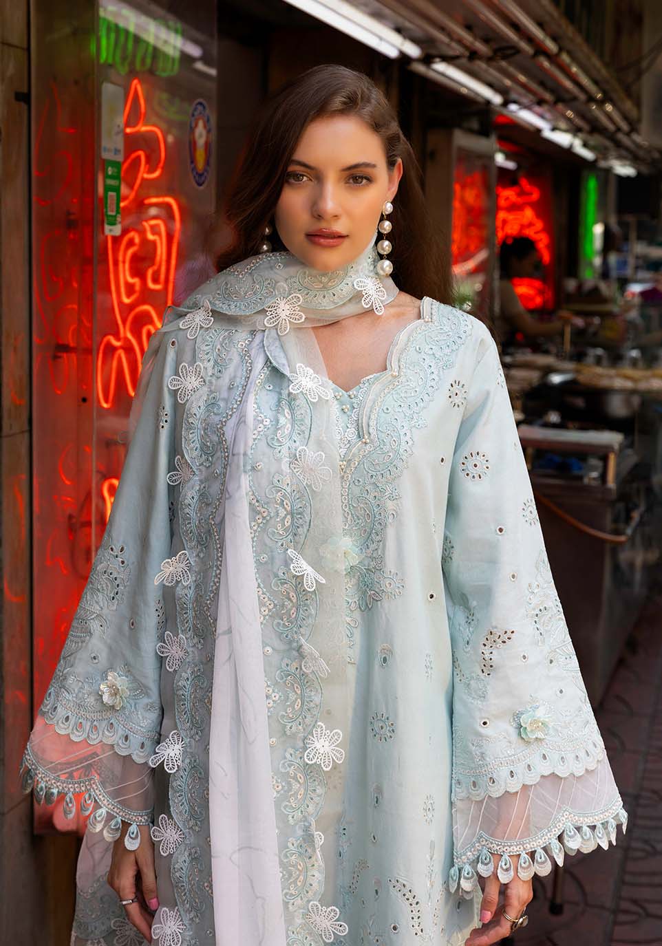 Zarqash | Luxury Lawn 25 | ZQLU 004 CECILY L Ice Blue Lawn