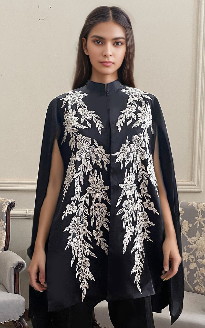 Threads and Motifs | Formal Dresses 25 | Embroidered Cape With Trouser - Pakistani Designer Dress - by Threads and Motifs - Type : Ladies Clothes - 100% Original at Saira Sultan