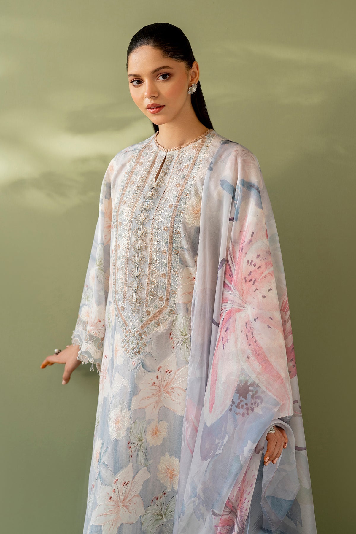Baroque | Eid Printique | EMBROIDERED PRINTED LAWN UF-4166 M Light Blue Lawn