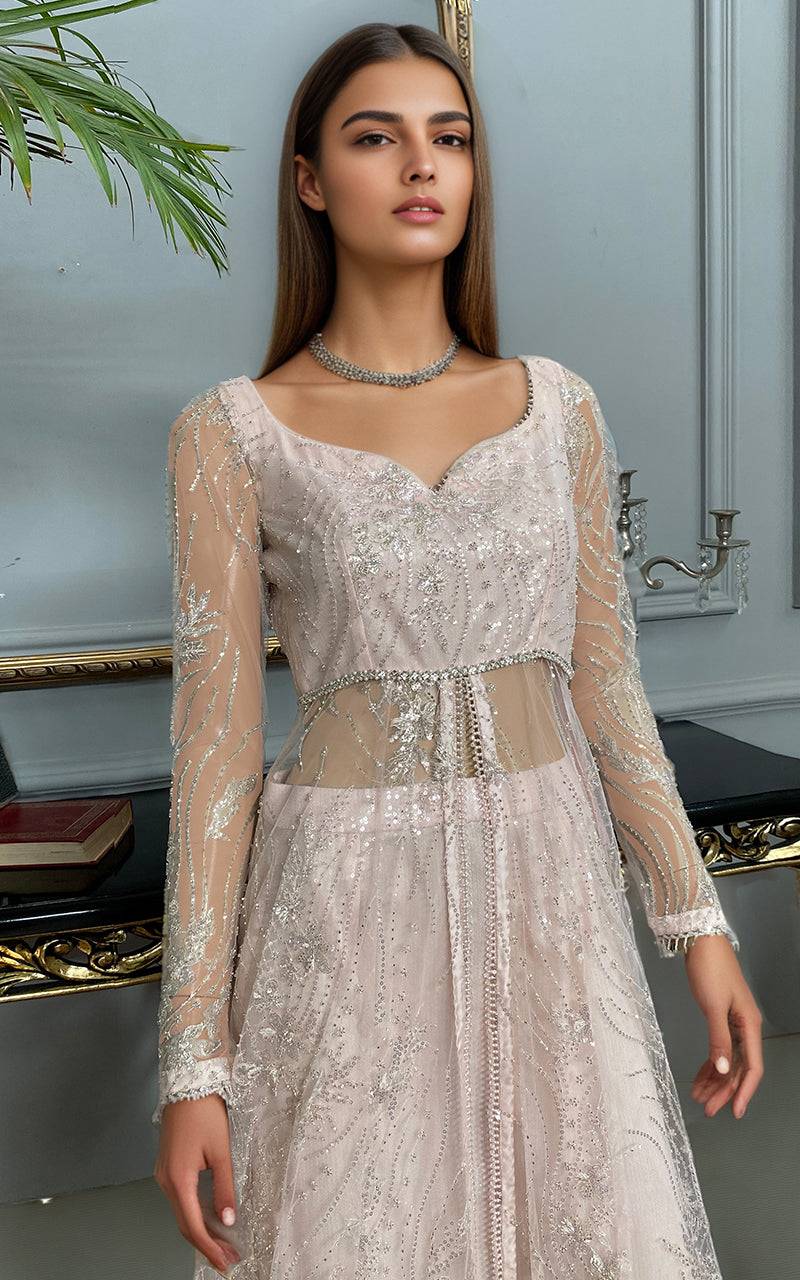 Threads and Motifs | Formal Dresses 25 | Net Embroidered Dress With Skirt - Pakistani Designer Dress - by Threads and Motifs - Type : Ladies Clothes - 100% Original at Saira Sultan