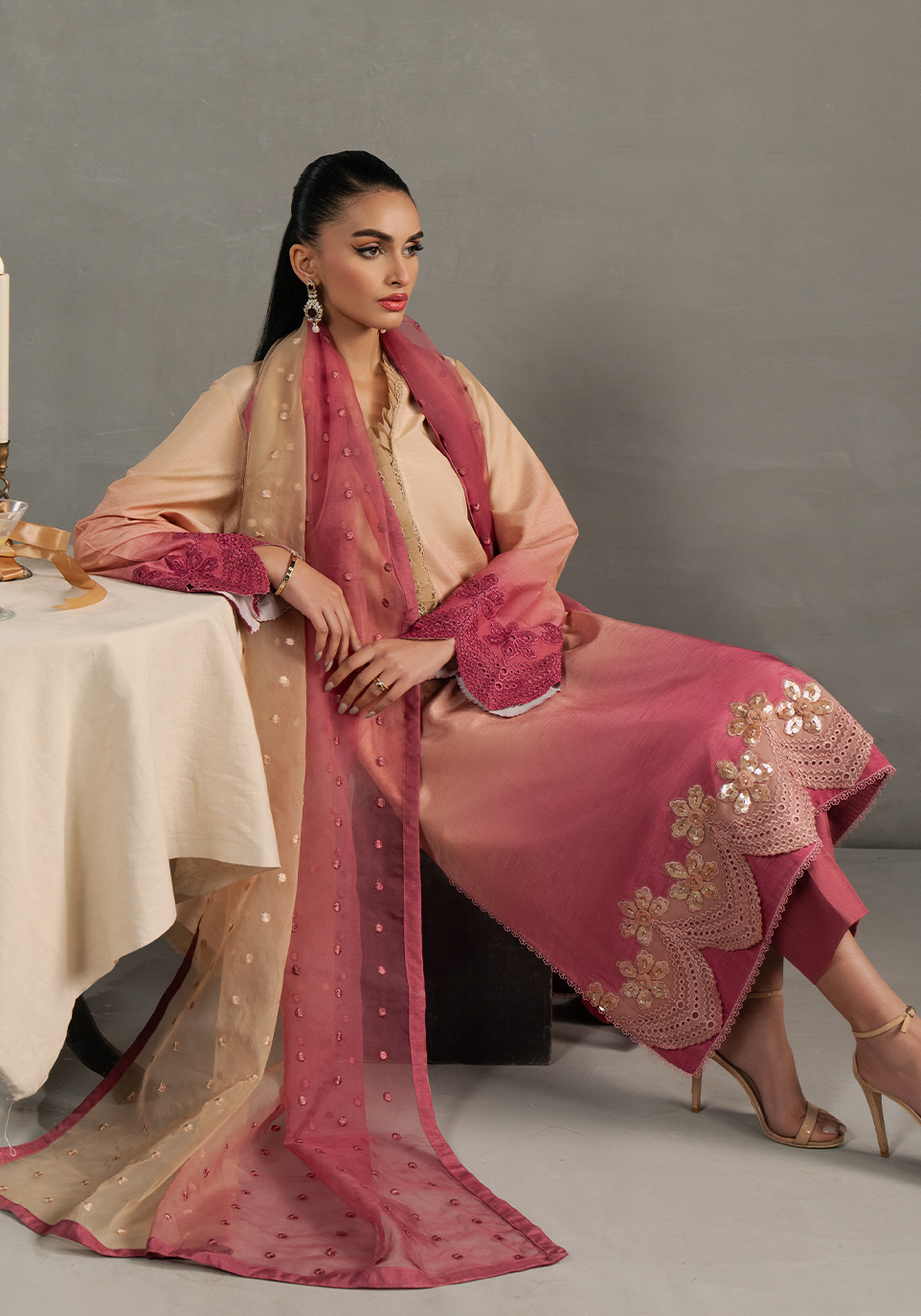 Zarqash | Silk Edit | ZQS 002 Ros¨a XL Peach Hue Raw Silk