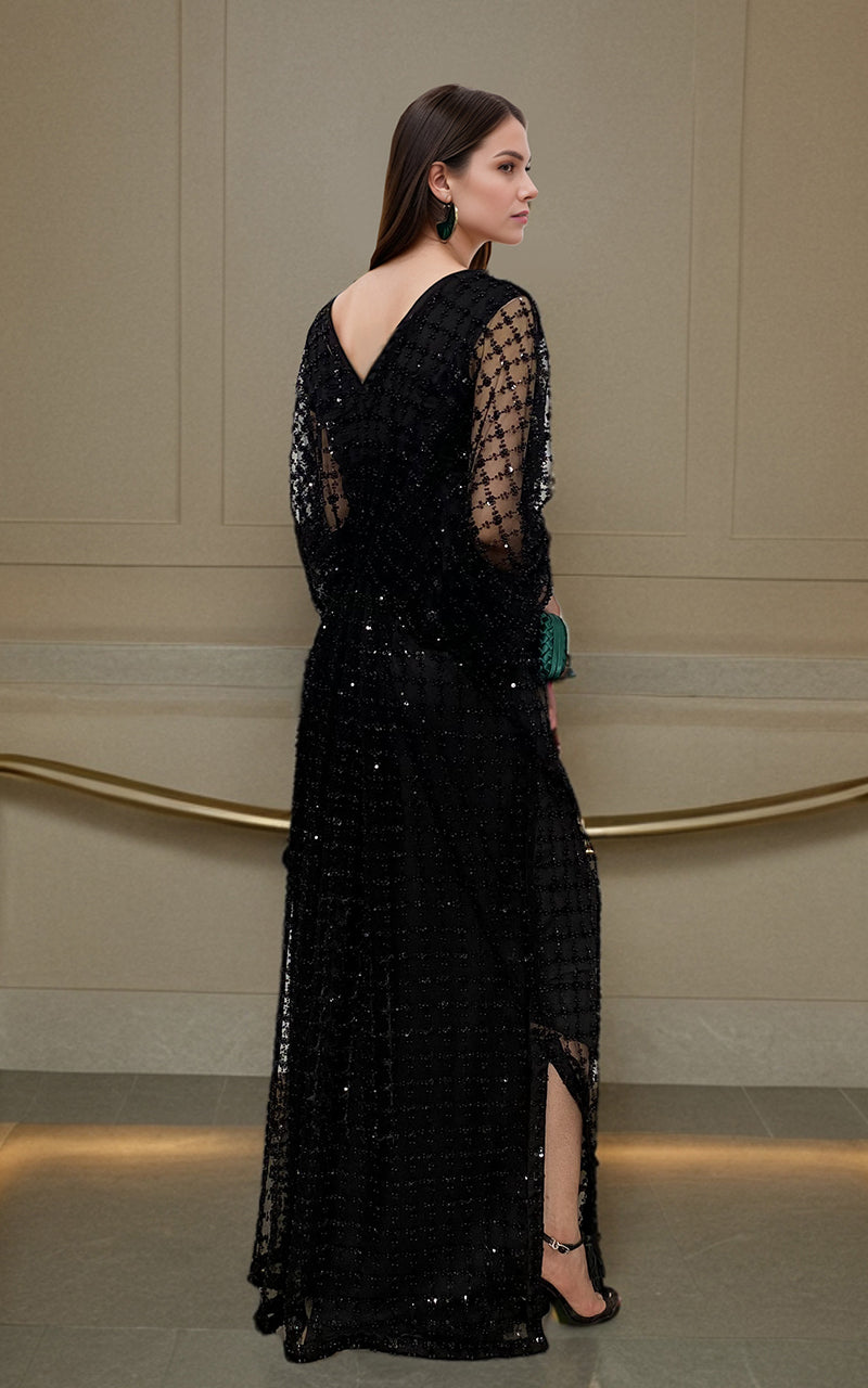 Threads and Motifs | Formal Dresses 25 | Net Embroidered Kaftan - Pakistani Designer Dress - by Threads and Motifs - Type : Ladies Clothes - 100% Original at Saira Sultan