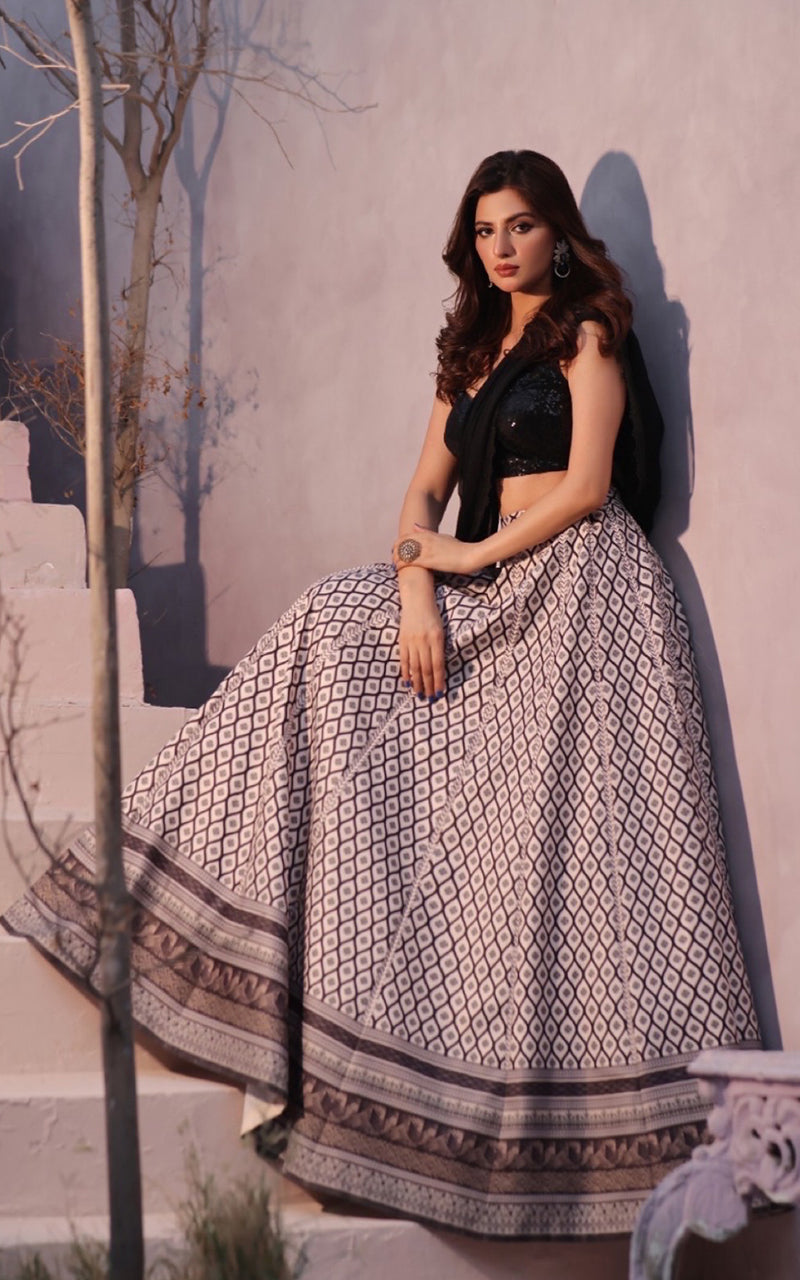 Threads and Motifs | Formal Dresses 25 | Sequins Blouse With Printed Lehenga And Dupatta - Pakistani Designer Dress - by Threads and Motifs - Type : Ladies Clothes - 100% Original at Saira Sultan