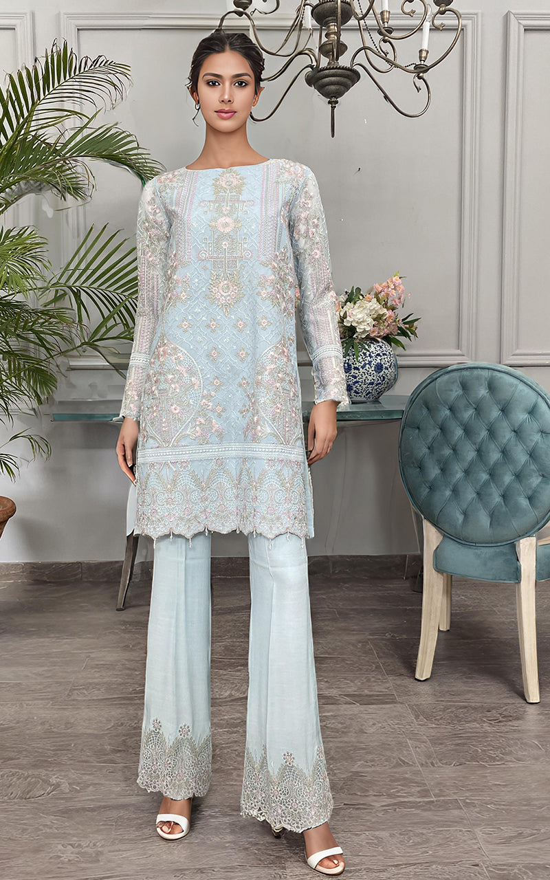 Threads and Motifs | Formal Dresses 25 | Net Embroidered Shirt - Pakistani Designer Dress - by Threads and Motifs - Type : Ladies Clothes - 100% Original at Saira Sultan
