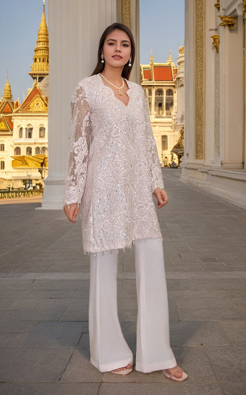Threads and Motifs | Formal Dresses 25 | Net Cut Dana Shirt With Trouser - Pakistani Designer Dress - by Threads and Motifs - Type : Ladies Clothes - 100% Original at Saira Sultan