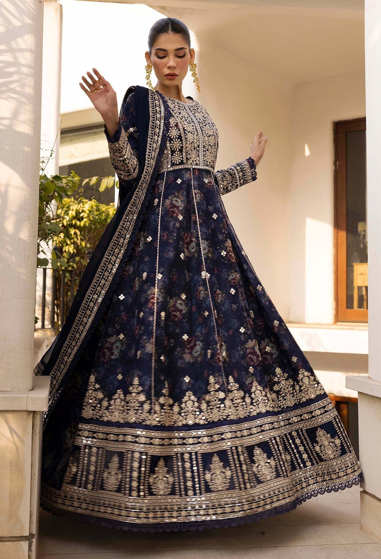 Adans Libas | Summers Dream 25 | 3502 S Navy Blue Short Shirt wth Gharara
