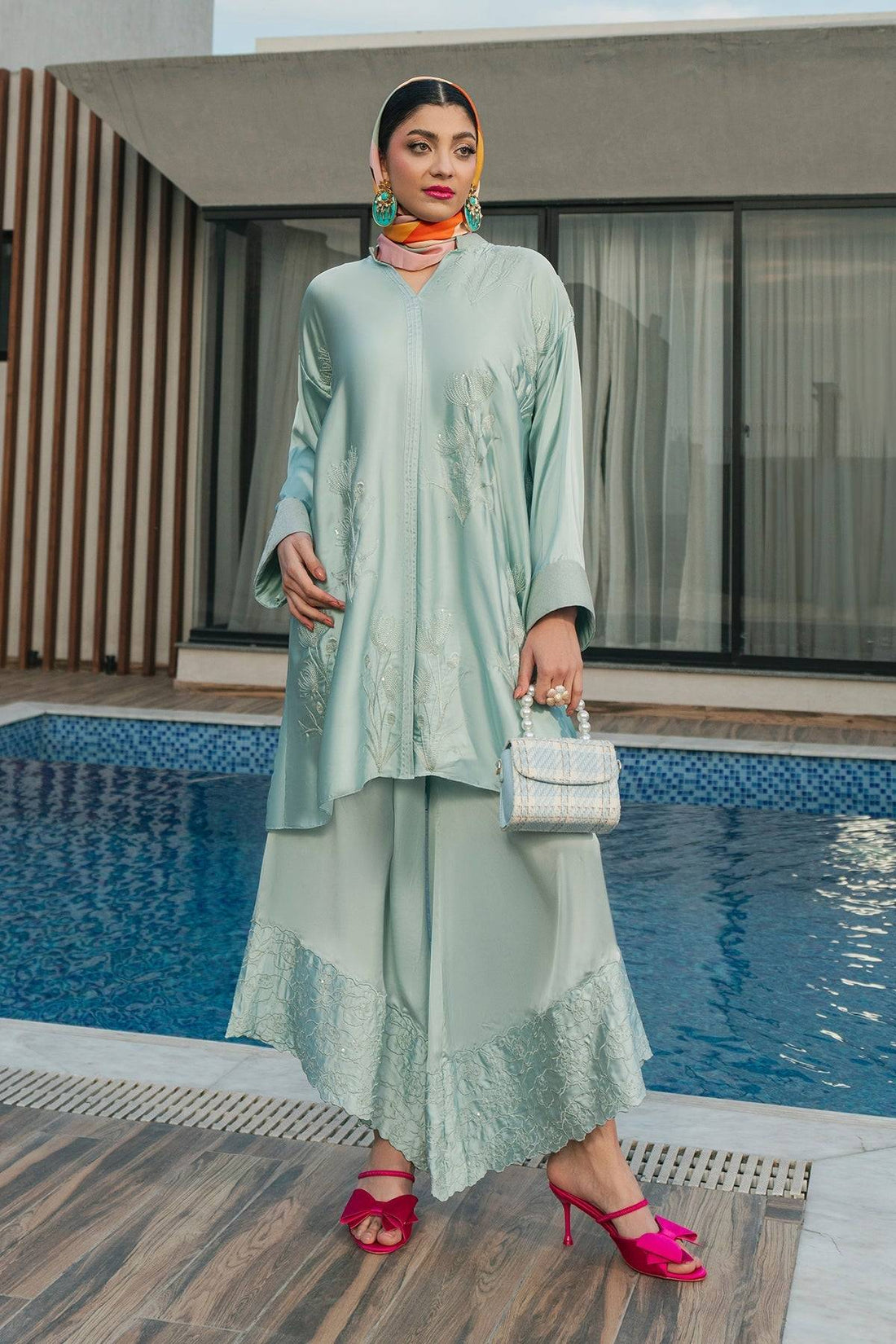 Fahad Hussayn | Lawn Banger | Aqua Babe - Pakistani Designer Dress - by Erum Khan | Type: Ladies Clothes - 100% Original at Saira Sultan
