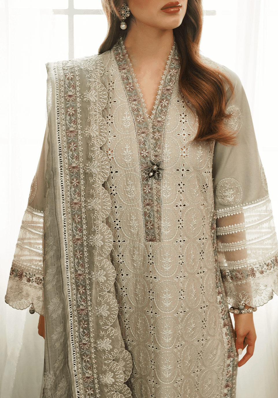 Zarqash | Tresor Luxury Lawn 24 | ZQT 002 ROSEMARY - Pakistani Designer Dress - by Zarqash | Type: Luxury - 100% Original at Saira Sultan