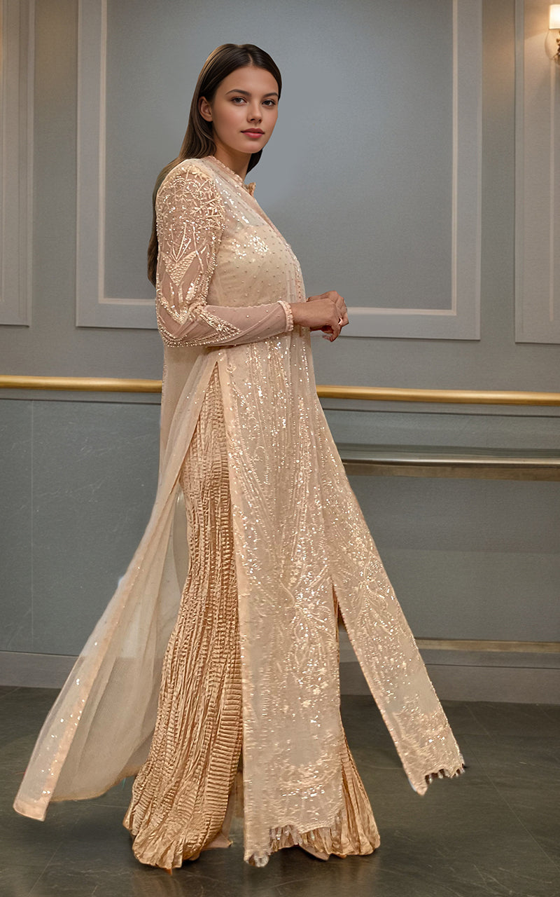 Threads and Motifs | Formal Dresses 25 | Net Embroidered Jacket - Pakistani Designer Dress - by Threads and Motifs - Type : Ladies Clothes - 100% Original at Saira Sultan