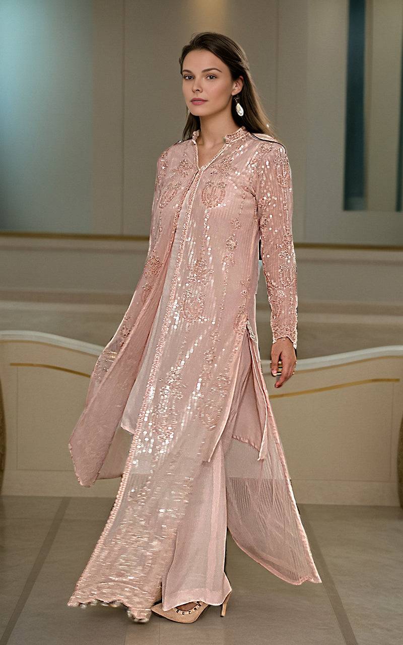 Threads and Motifs | Formal Dresses 25 | Net Embroidered Jacket With Inner - Pakistani Designer Dress - by Threads and Motifs - Type : Ladies Clothes - 100% Original at Saira Sultan