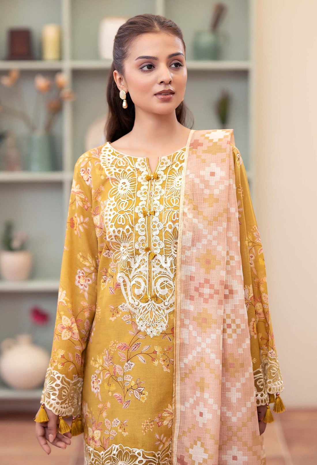 Adans Libas | Prints Eid Edit | 26663 XS Old Gold Lawn