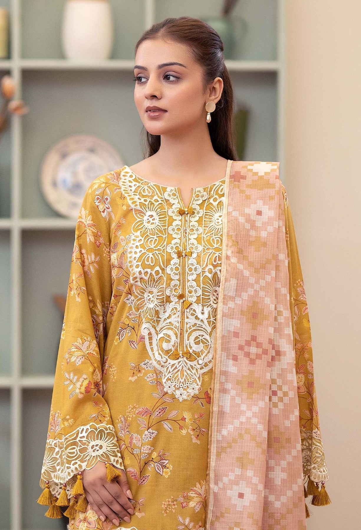 Adans Libas | Prints Eid Edit | 26663 M Old Gold Lawn