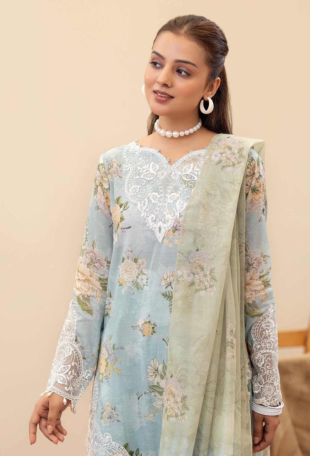 Adans Libas | Prints Eid Edit | 26665 M Ice Blue Lawn
