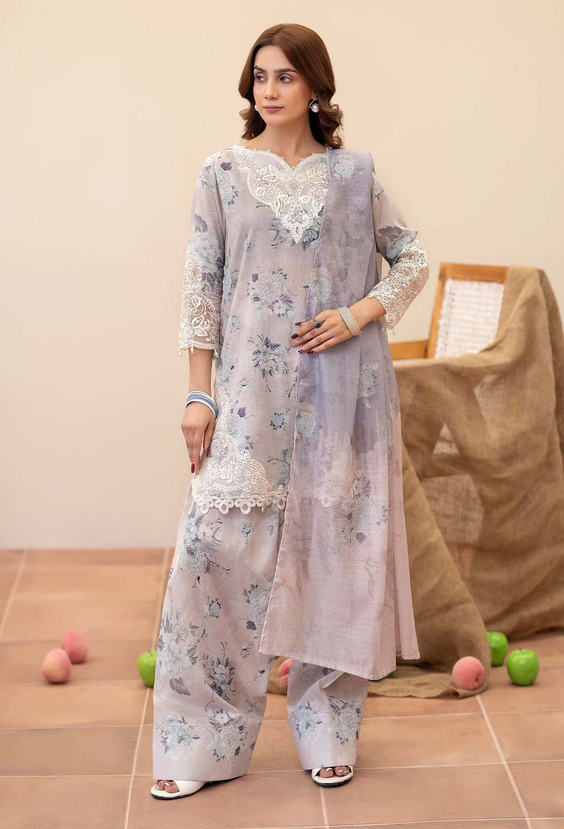 Adans Libas | Prints Eid Edit | 26666 XS Lilac Gray Lawn