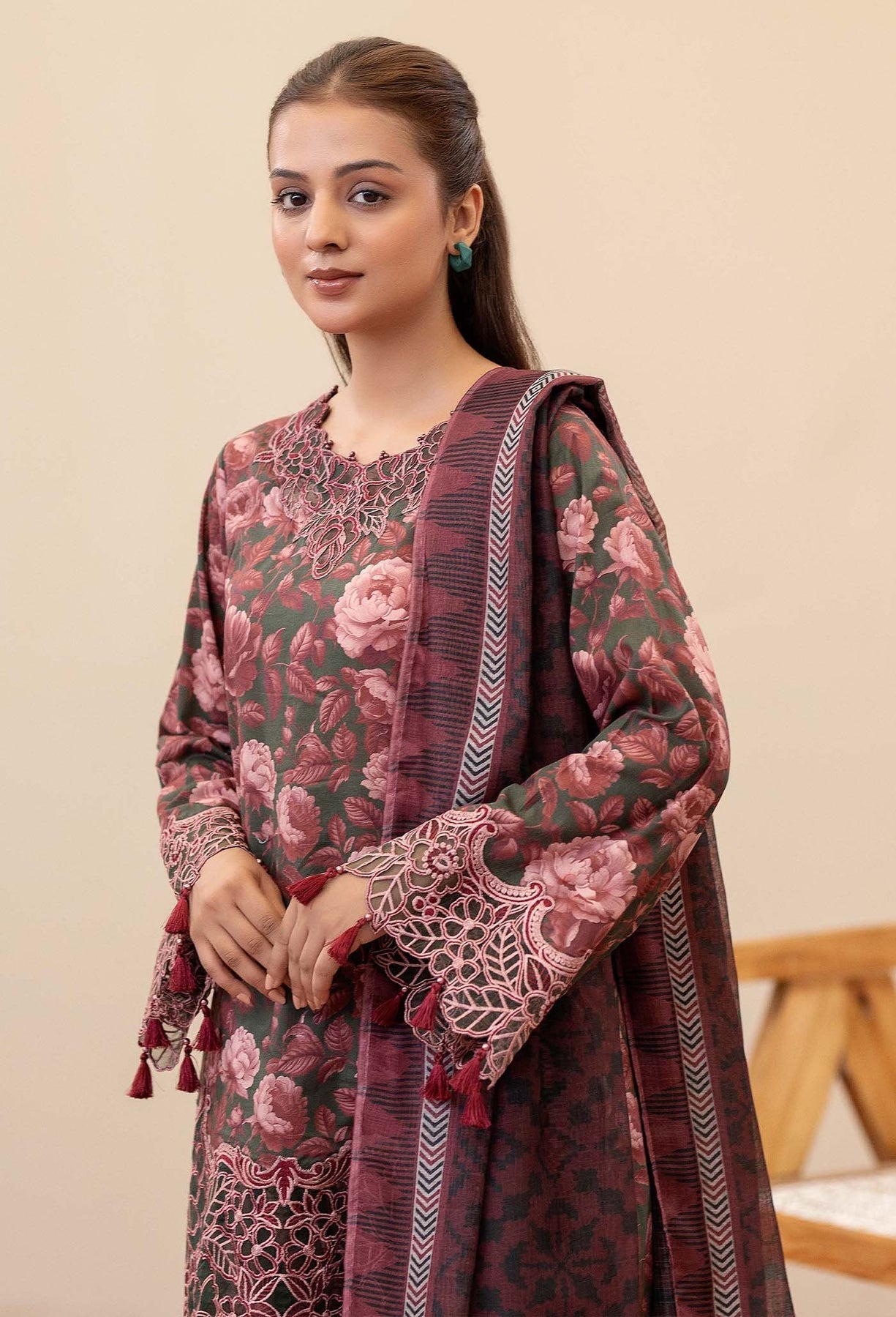 Adans Libas | Prints Eid Edit | 26667 L Olive Haze Lawn