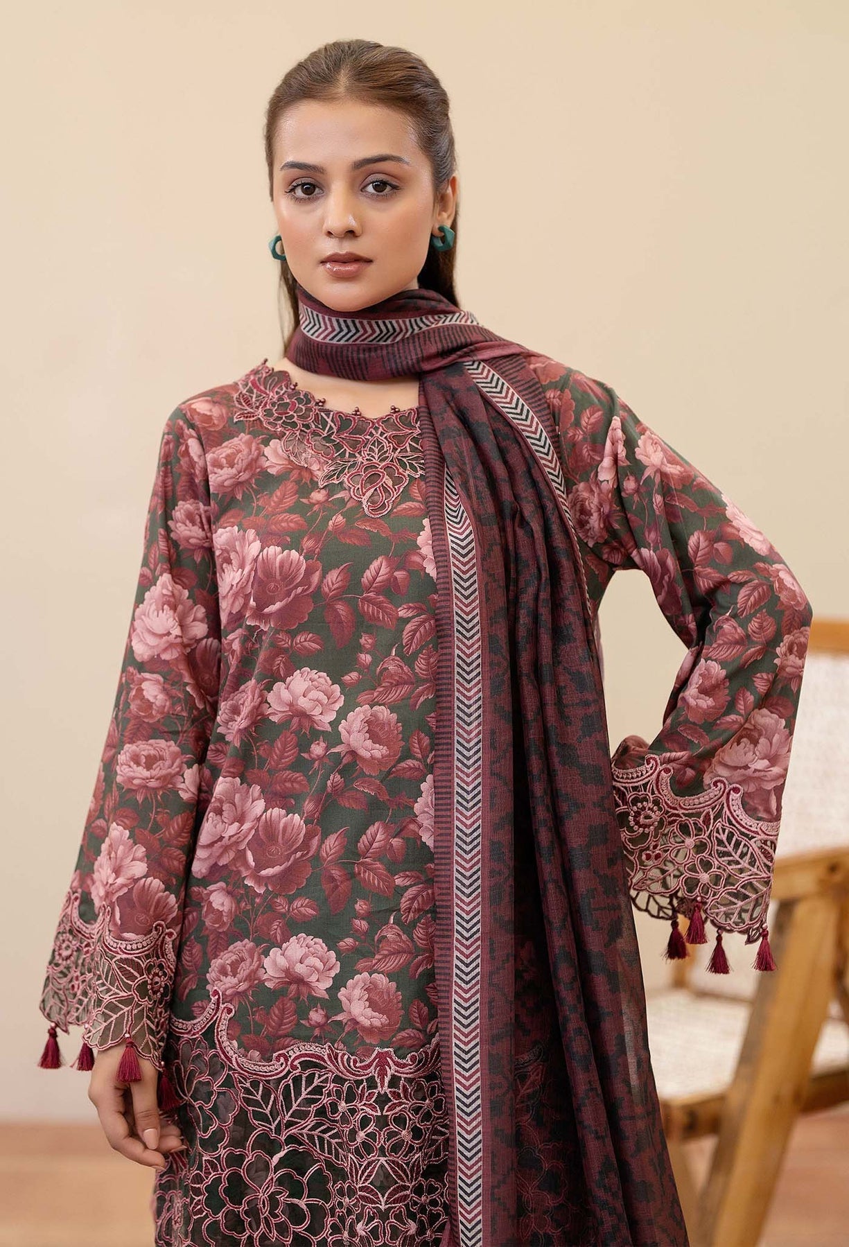 Adans Libas | Prints Eid Edit | 26667 M Olive Haze Lawn