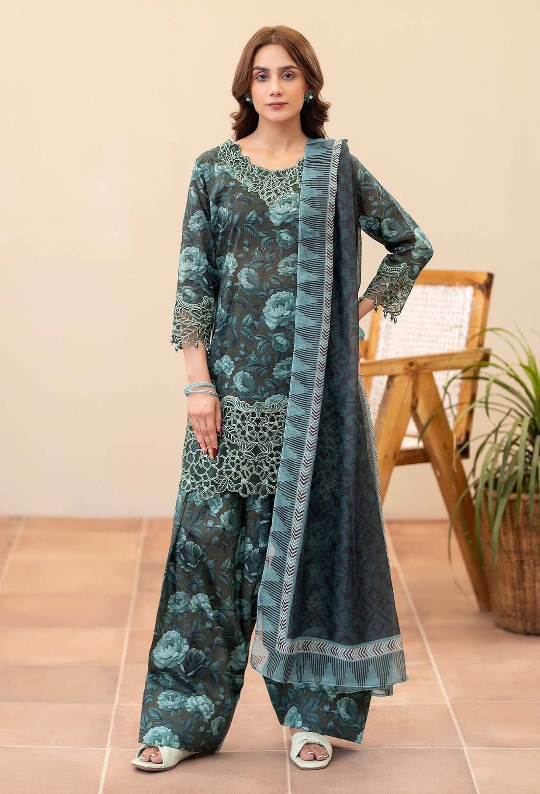 Adans Libas | Prints Eid Edit | 26668 XS Mid Green Lawn