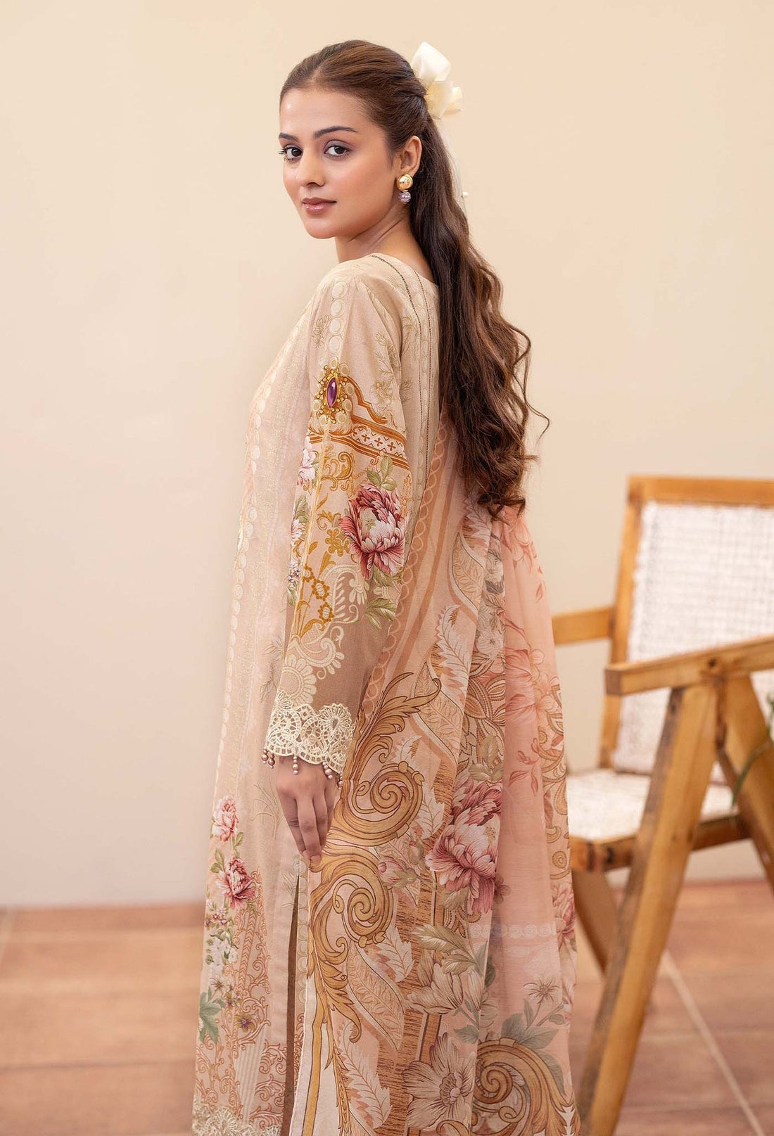 Adans Libas | Prints Eid Edit | 26669 XS Pale Peach Lawn