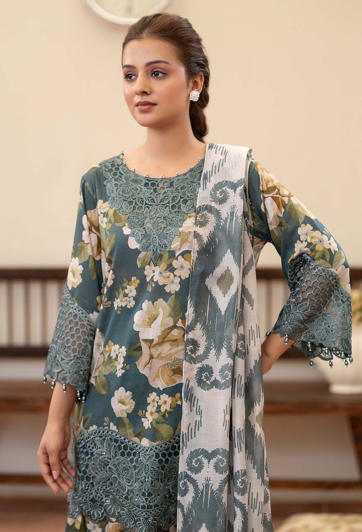 Adans Libas | Prints Eid Edit | 26672 M Gray Lawn